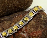 Купить вольфрамовый браслет с золотыми самородками